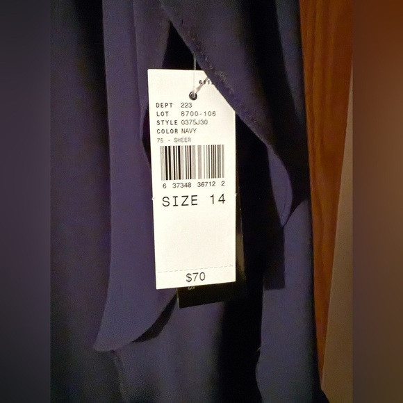 Alyx Elegant Navy Blue Dress w/Necklace - Picture 5 of 7